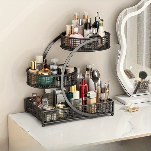 3 Tier Makeup Organizer Storage Retro Cosmetic Display Case Perfume Holder Rack