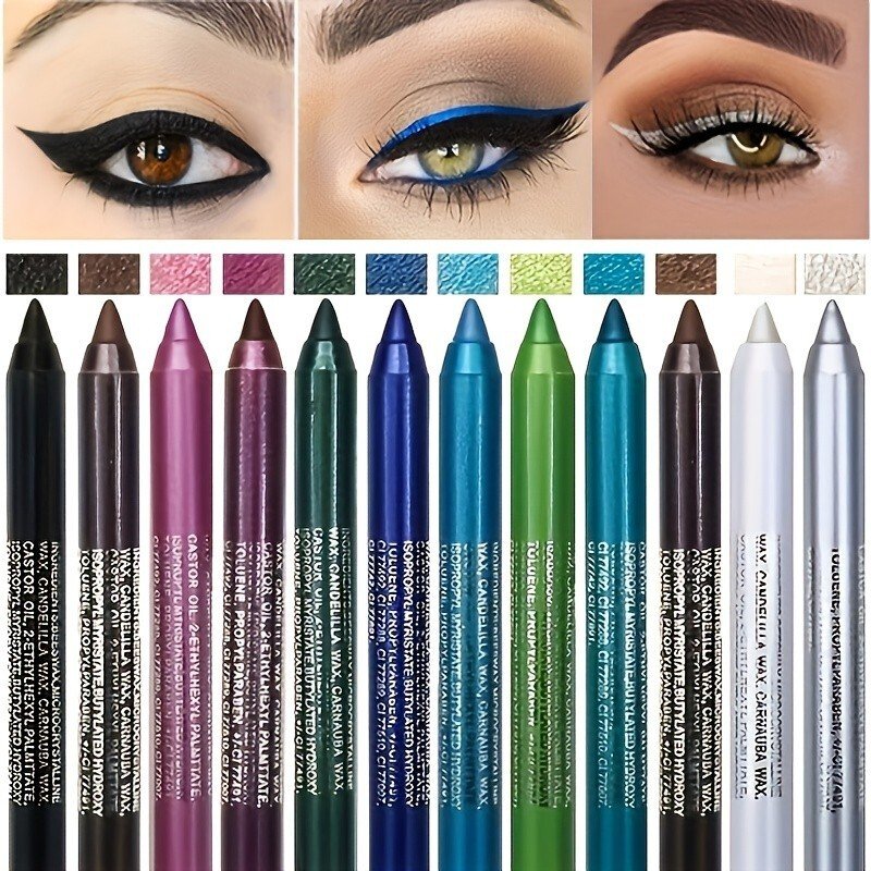 12 pieces of eyeliner pencil with pencil sharpener suit color eyeliner pencil